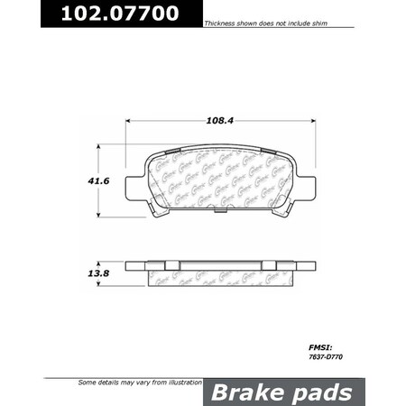 Centric Parts CTEK Metallic Pad, 102.07700 102.07700
